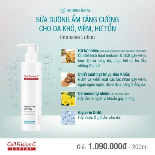 Sữa dưỡng ẩm & phục hồi hàng rào bảo vệ da, làm mờ nếp nhăn ngăn ngừa da khô, mất nước Cell Fusion C Expert - INTENSIVE LOTION BARRIEDERM 200ml (Hàn Quốc)